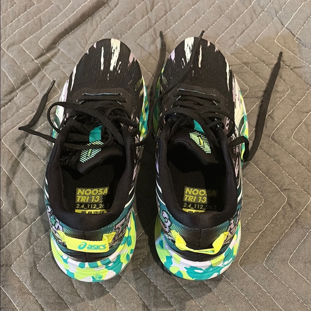 Asics Black and Green Sneakers with Vibrant Sole Design